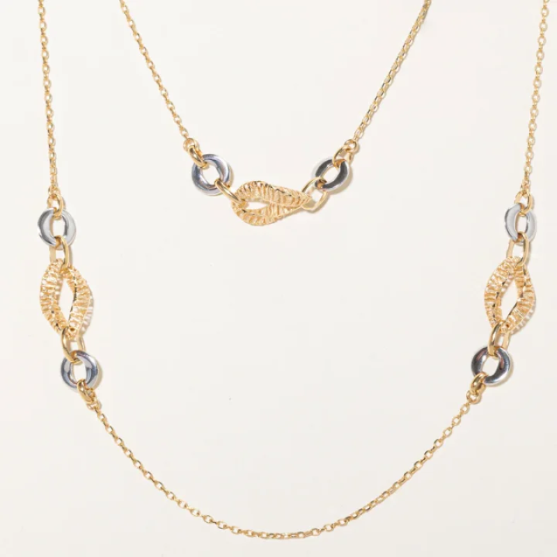 18k Two Tone Gold Textured Satellite Layering Necklace