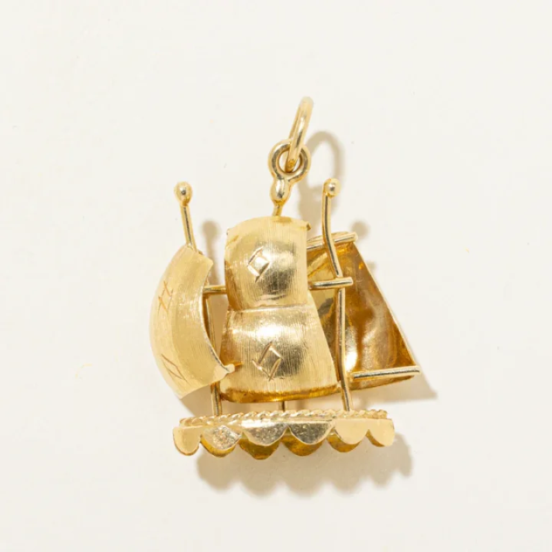 18k Yellow Gold Ship Charm