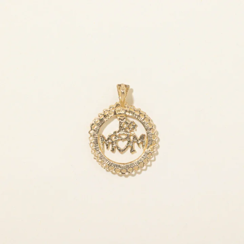 10k Yellow Gold Scalloped "M♡M" Pendant