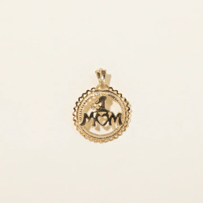 10k Yellow Gold Scalloped "M♡M" Pendant