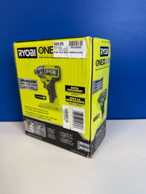 RYOBI IMPACT WRENCH & DRIV MODEL: PBLID02B
