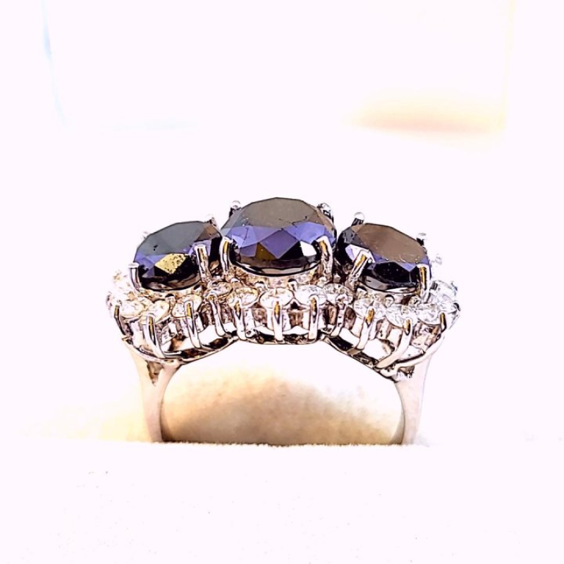 Black & White Diamond Ring 5.84 CTW 14KWG Gold 6.4g size:7.25 APP$20,256
