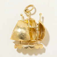 18k Yellow Gold Ship Charm