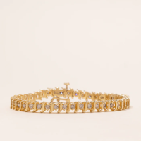 Yellow Gold Brown Diamond Wave Tennis Bracelet