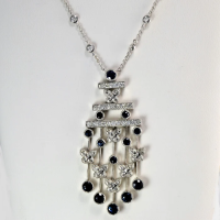 Chandelier Sapphire & Diamond Pendant Necklace